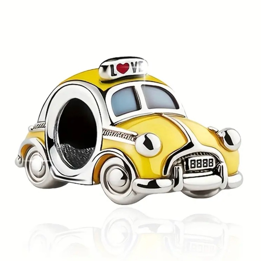Yellow Taxi Charm with I Love ❤️ Taxi